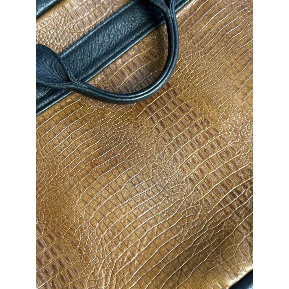 Vintage MacClay Leather Design Embossed Leather Two Tone Lg Briefcase Laptop Bag